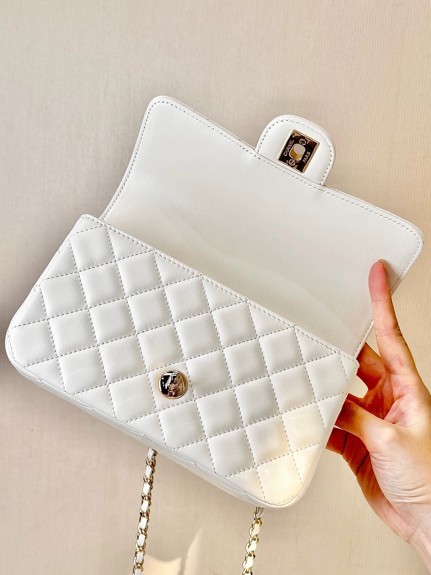 CHANEL Quilted Lambskin Top Handle Mini Flap Bag Gold Hardware, - image 6