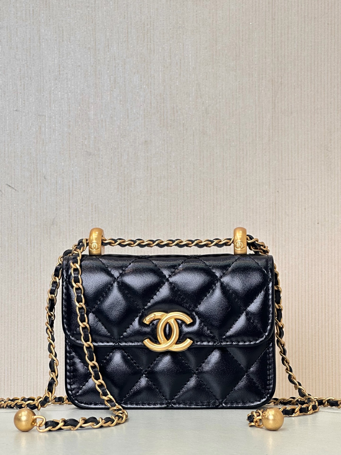 CHANEL Calfskin Quilted Perfect Fit Coin Purse With Chain Black - image 2