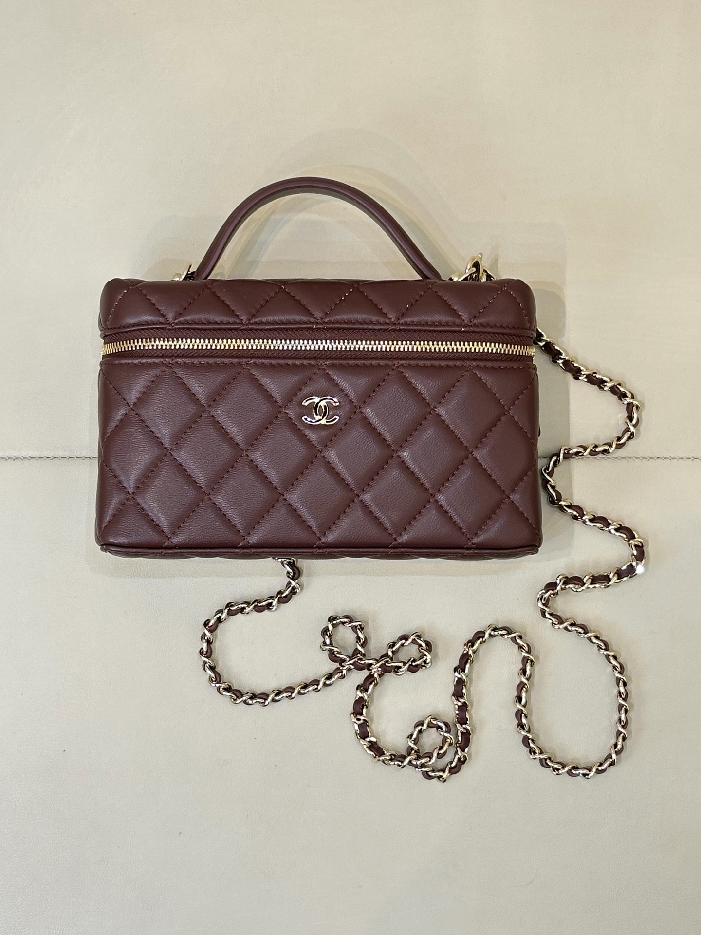 CHANEL Lambskin Vanity With Chain Chocolate - image 2