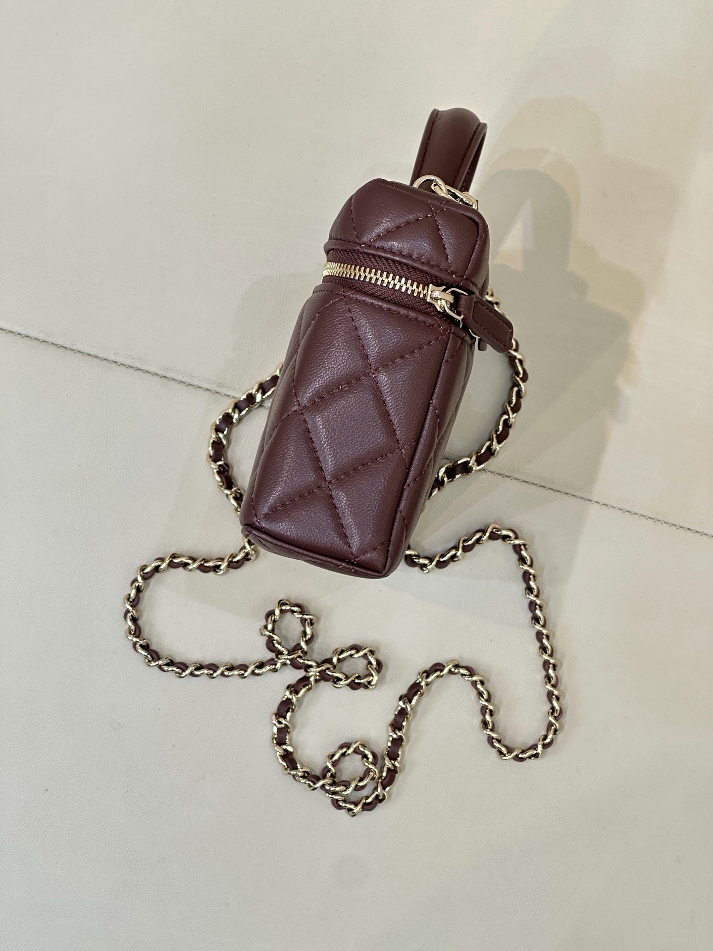 CHANEL Lambskin Vanity With Chain Chocolate - image 4