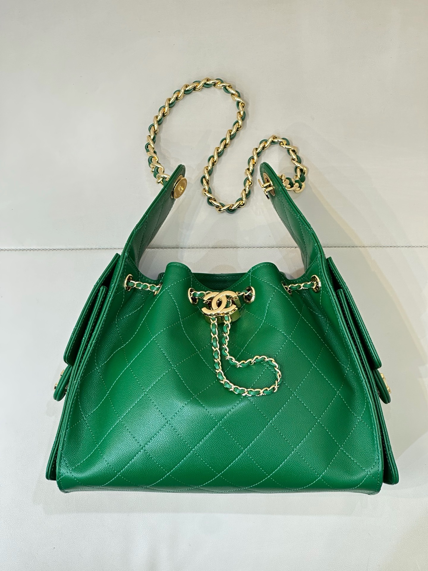 CHANEL 25 Mini Handbag Grained Calfskin Light Gold Hardware - image 2