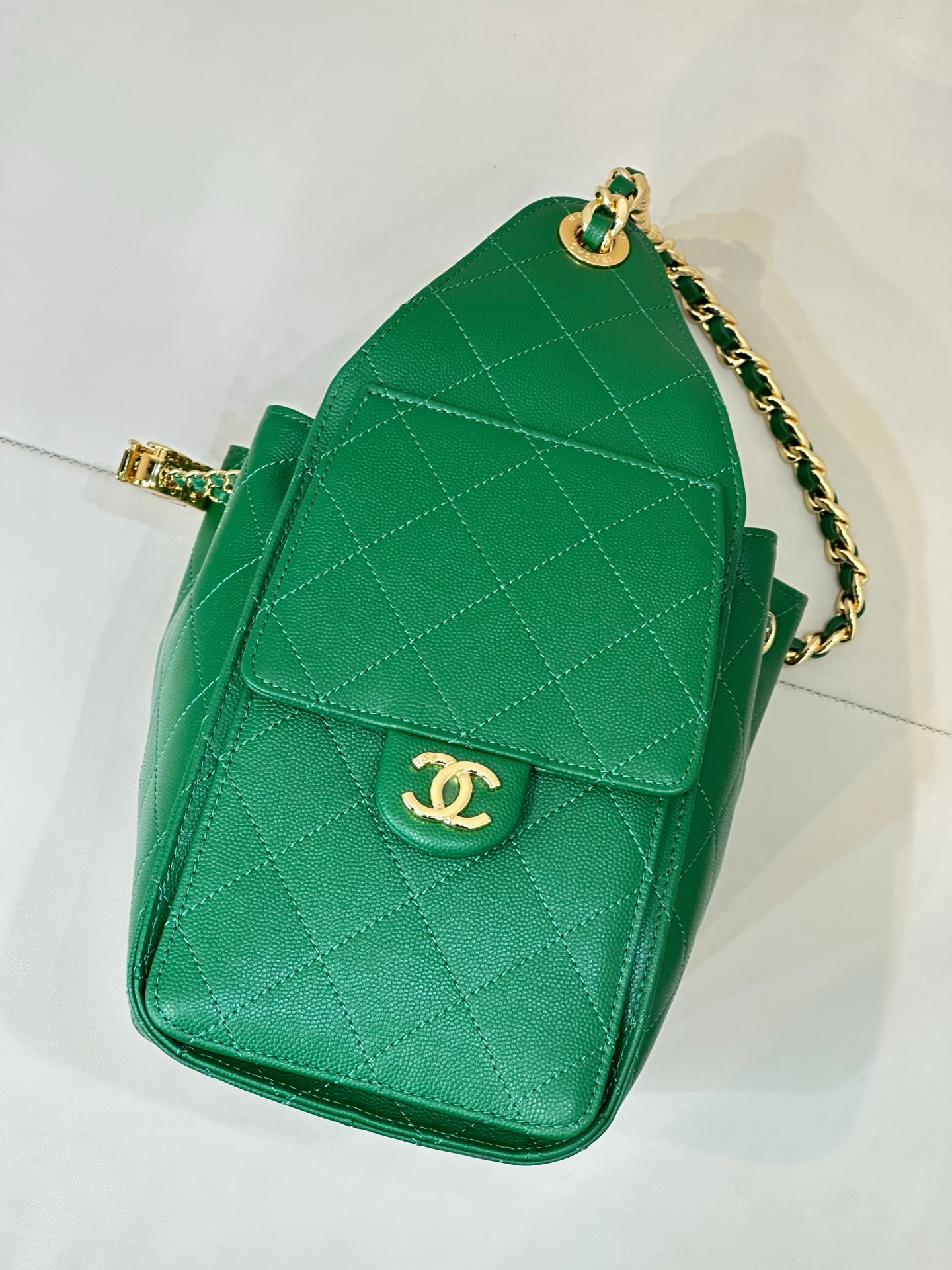 CHANEL 25 Mini Handbag Grained Calfskin Light Gold Hardware - image 4