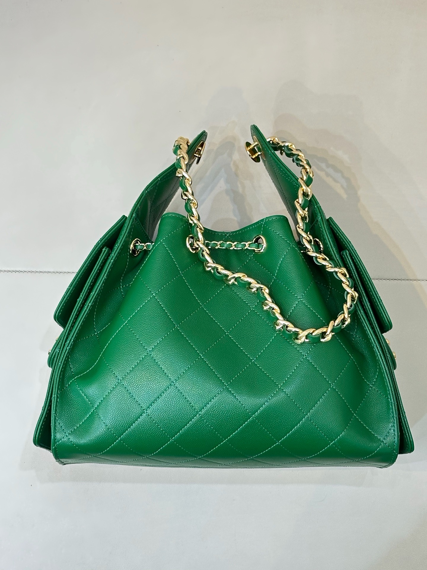 CHANEL 25 Mini Handbag Grained Calfskin Light Gold Hardware - image 3