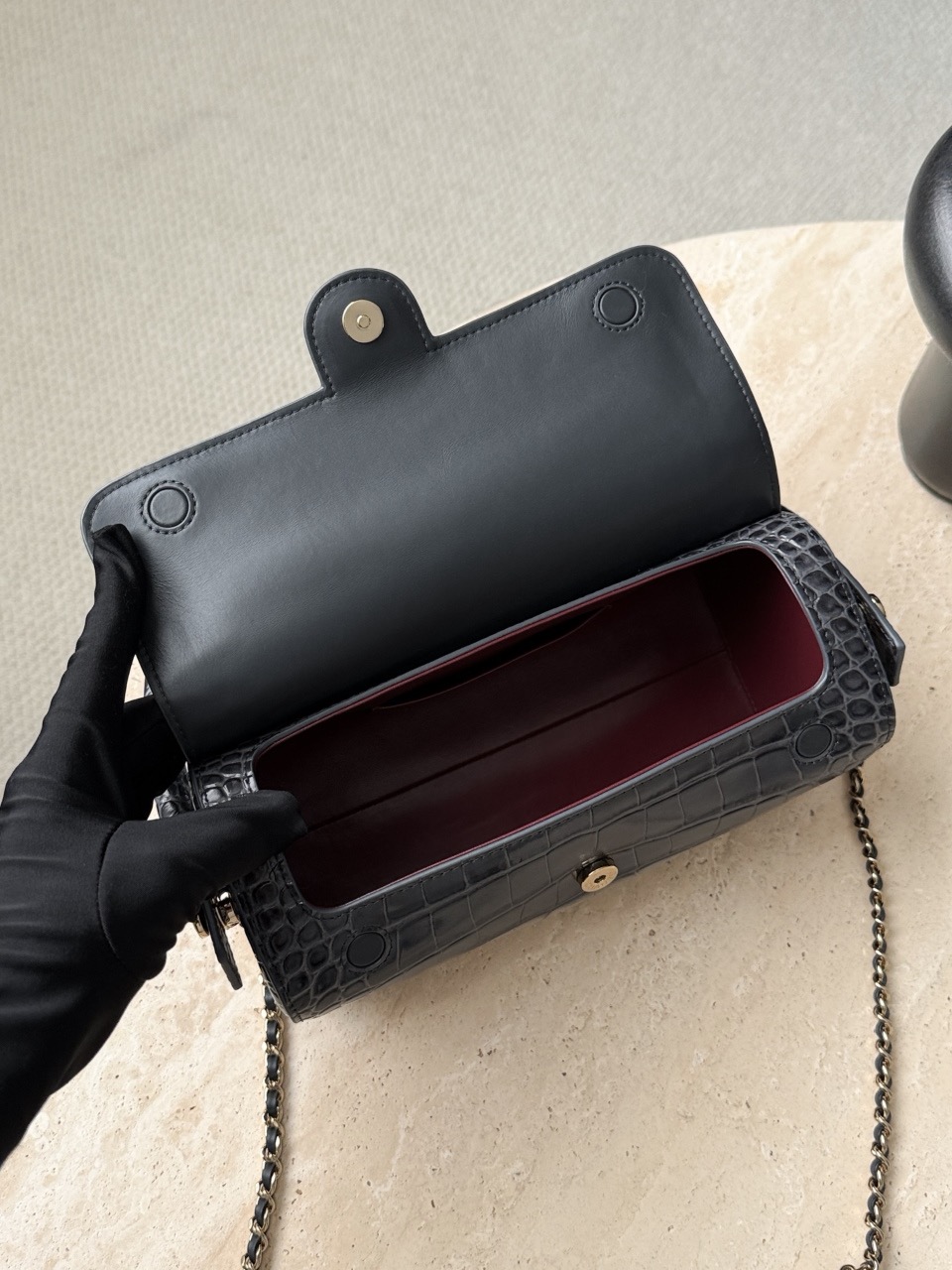 CHANEL Clutch With Chain Crocodile Embossed Calfskin - image 6