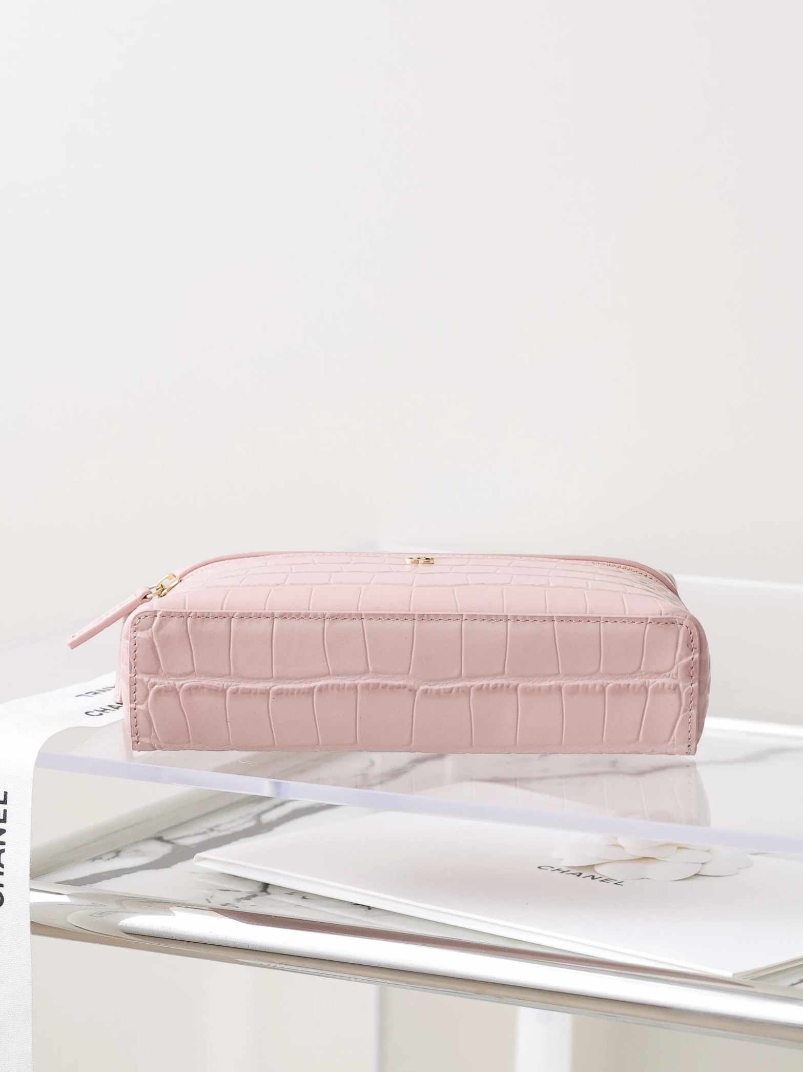 CHANEL Vanity Bag Calfskin Crocodile Embossed Pink - image 6
