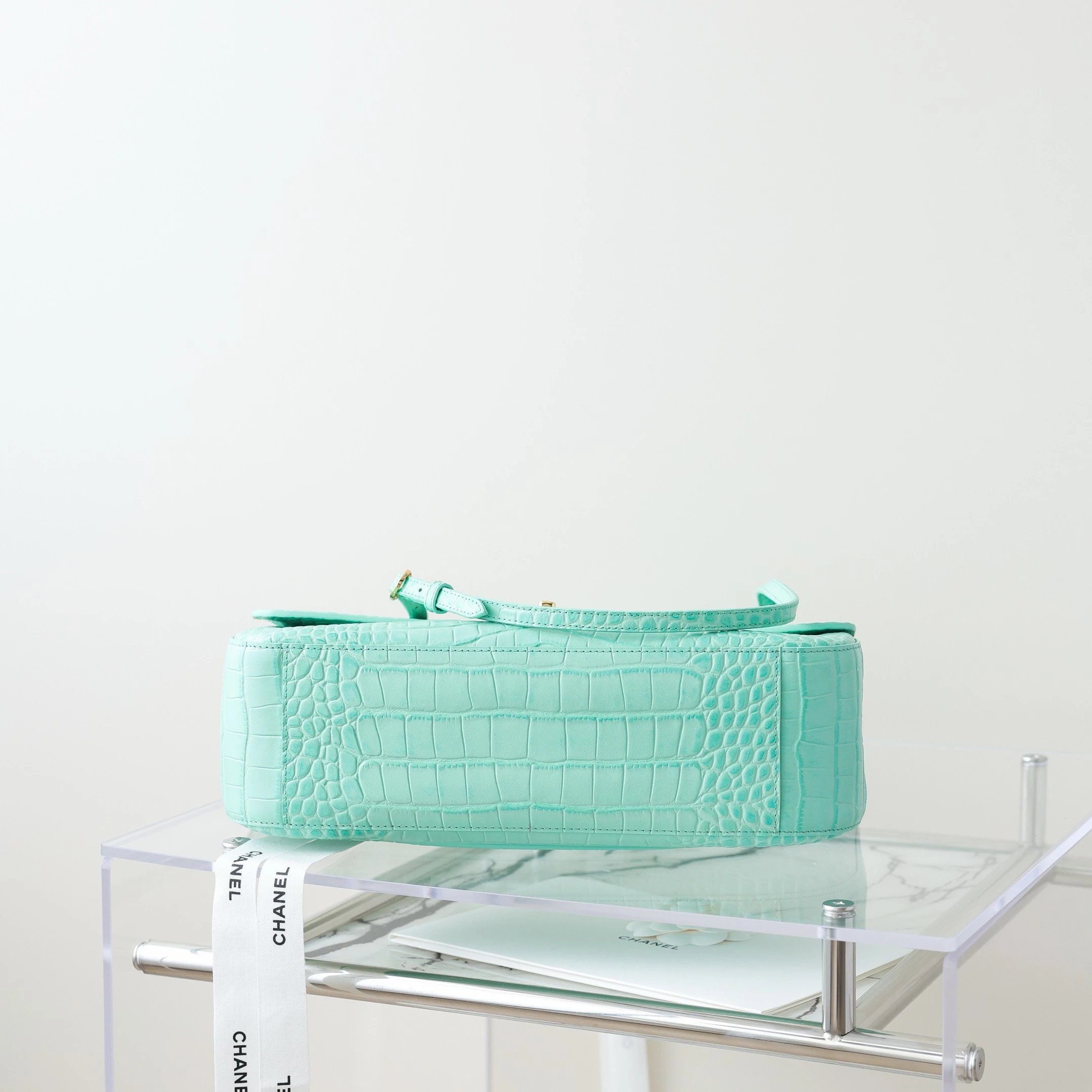 CHANEL Maxi Flap Bag Calfskin Crocodile Embossed - image 5
