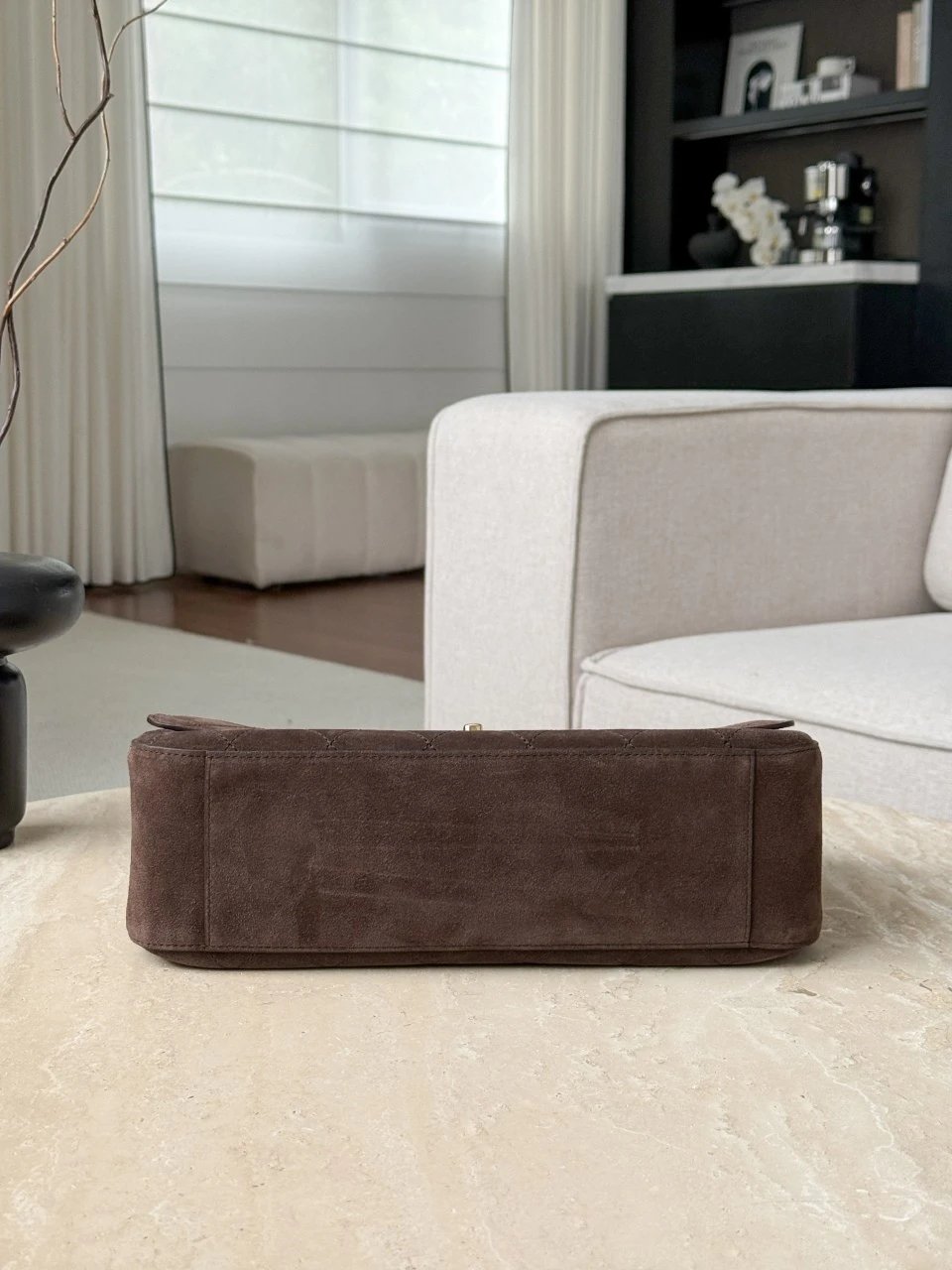 CHANEL Maxi Flap Bag Suede Calfskin In Dark Brown - image 5