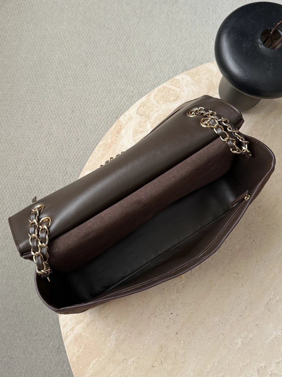 CHANEL Maxi Flap Bag Suede Calfskin In Dark Brown - image 6