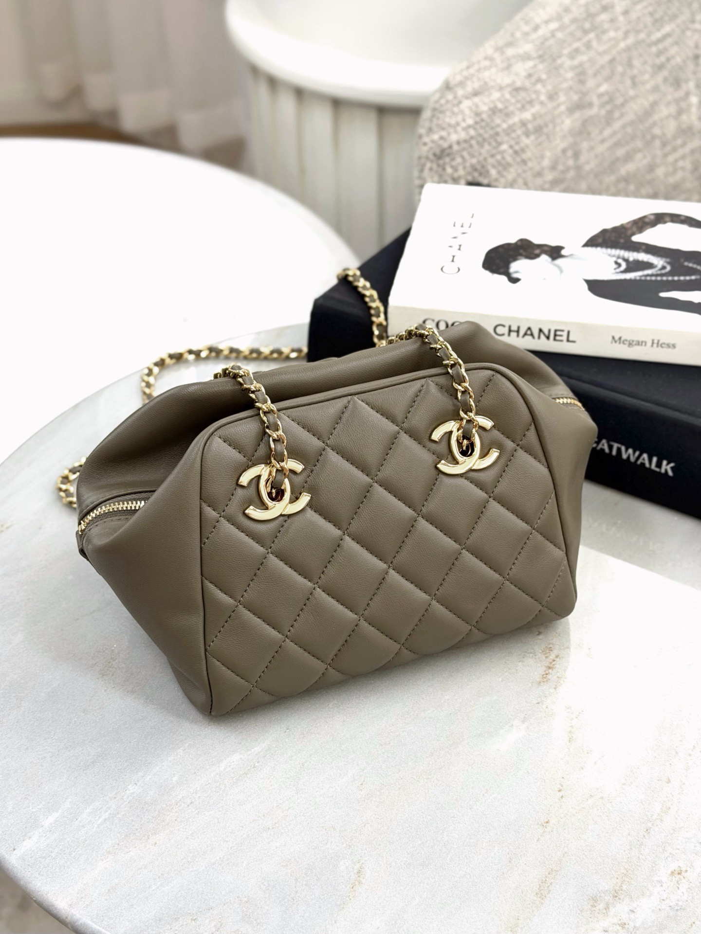 CHANEL Small Bowling Bag Lambskin - image 5