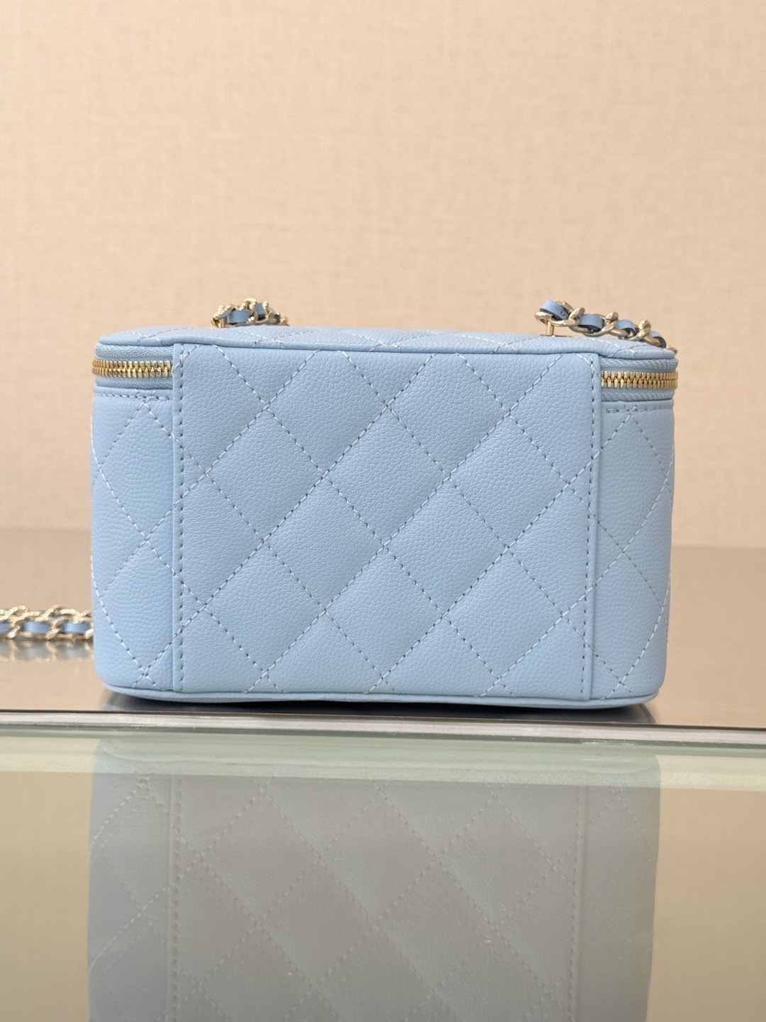 CHANEL Vanity Bag Blue Calfskin - image 3