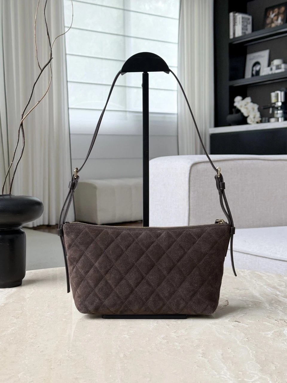 CHANEL Clutch with Leather Strap Suede - image 3