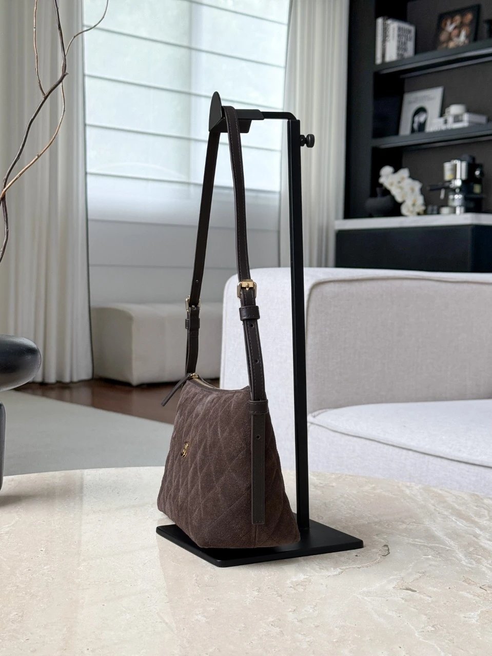 CHANEL Clutch with Leather Strap Suede - image 4