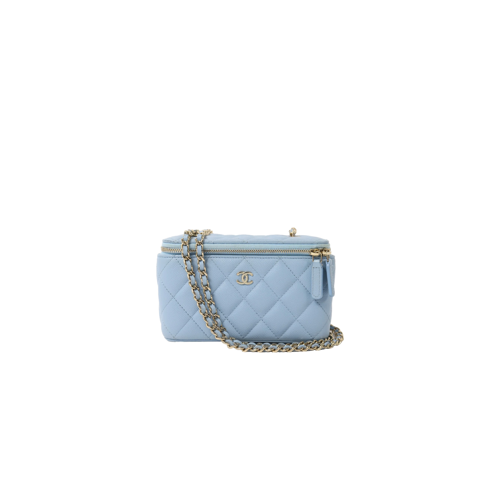 CHANEL Vanity Bag Blue Calfskin