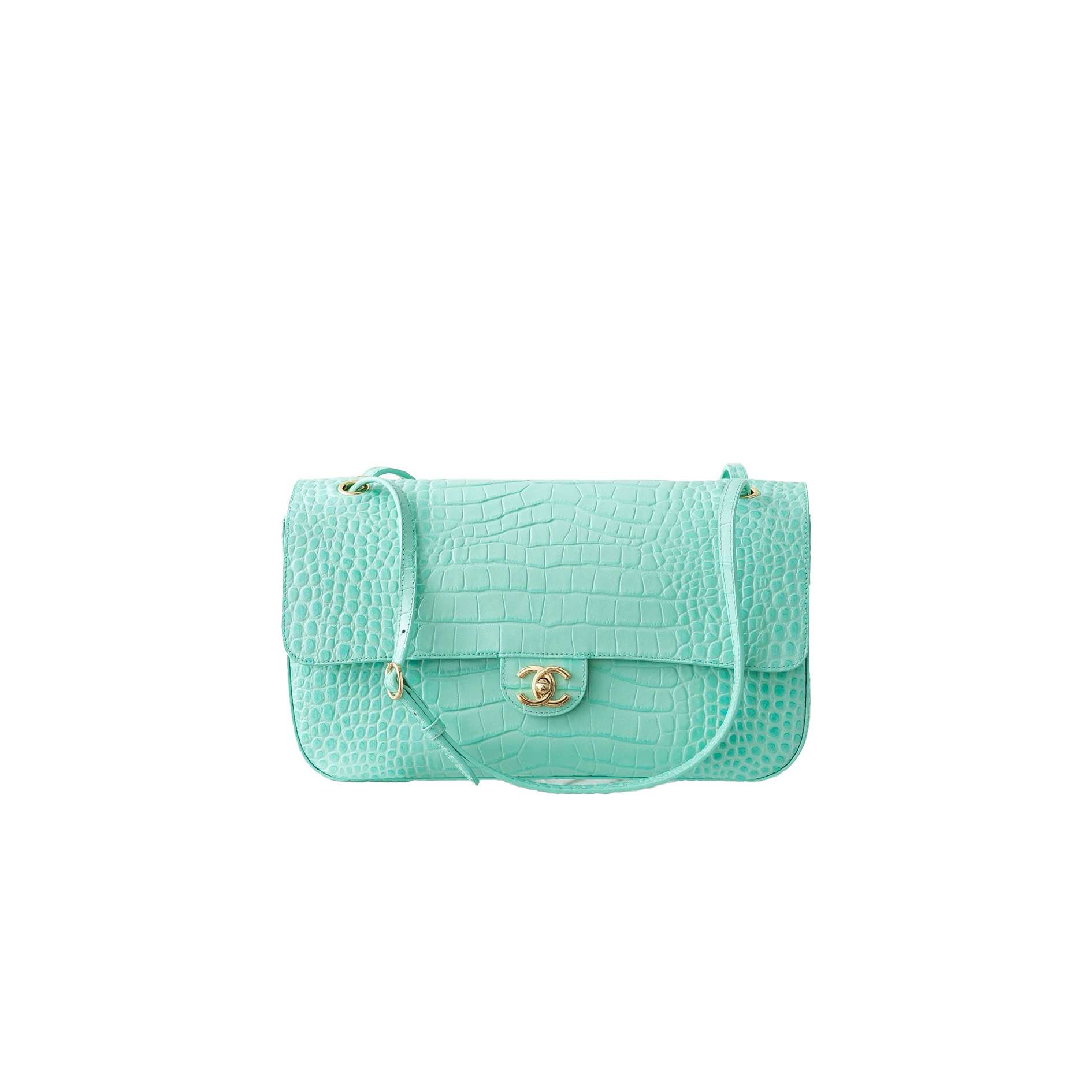 CHANEL Maxi Flap Bag Calfskin Crocodile Embossed
