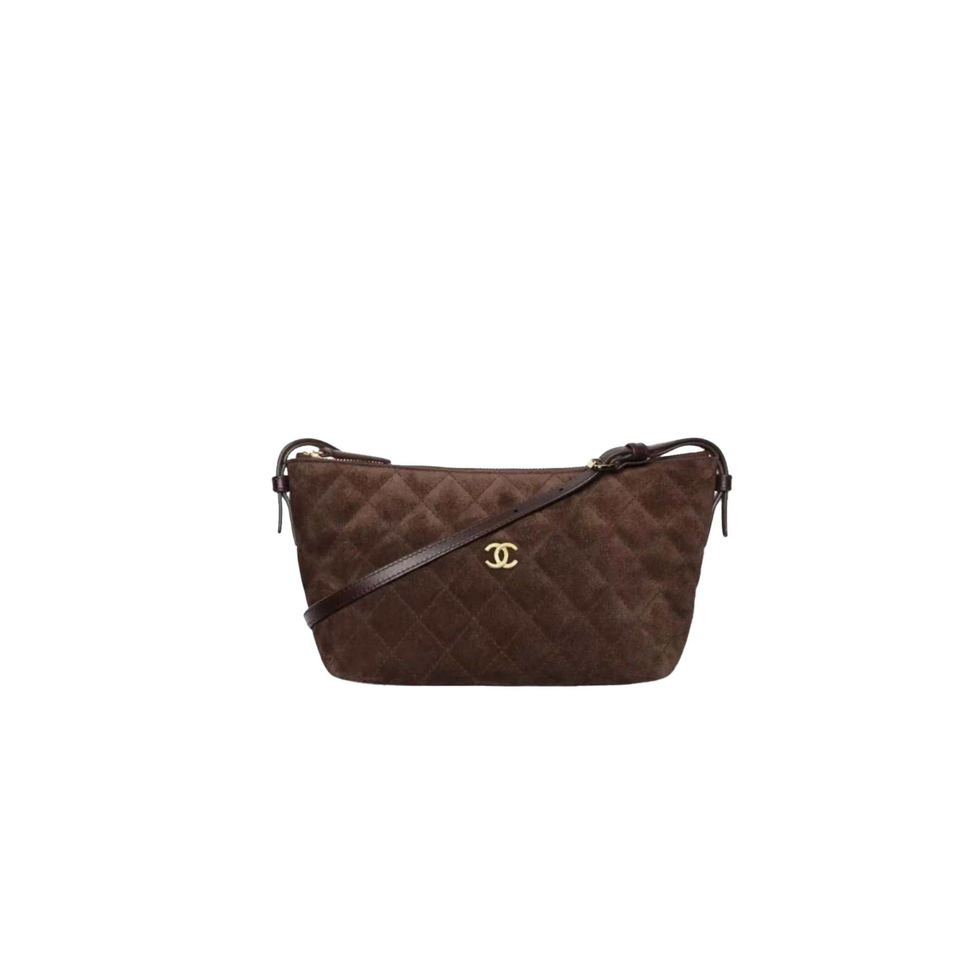 CHANEL Clutch with Leather Strap Suede