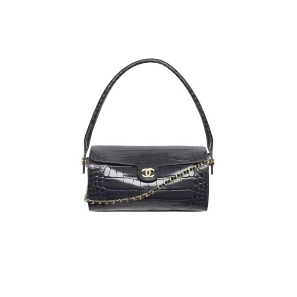 CHANEL Clutch With Chain Crocodile Embossed Calfskin