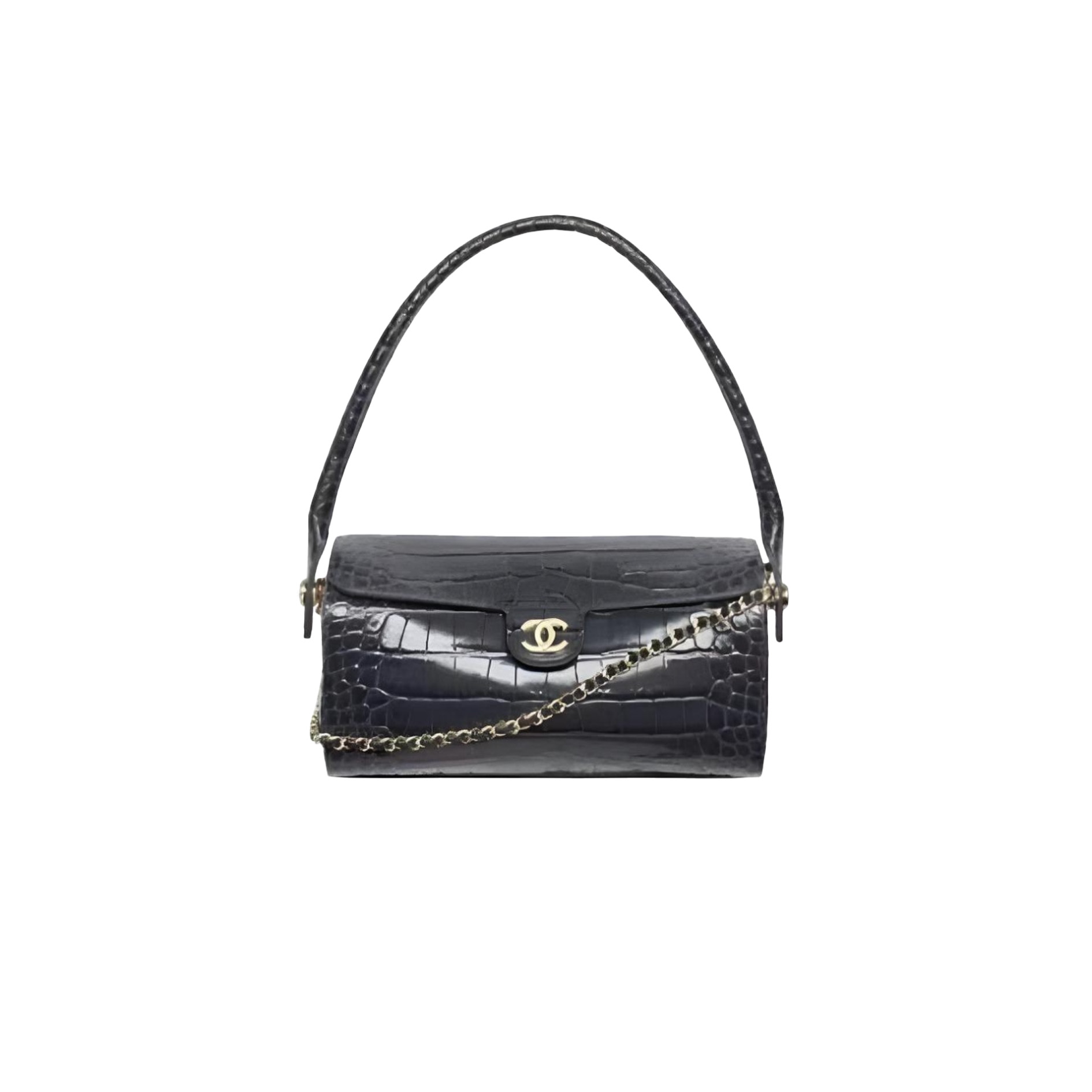 CHANEL Clutch With Chain Crocodile Embossed Calfskin