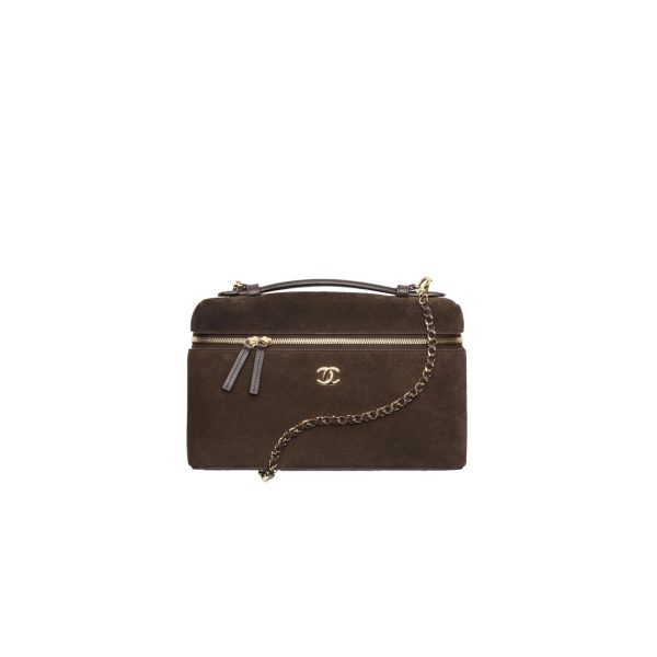 CHANEL Large Vanity with chain Suede Calfskin Dark Brown