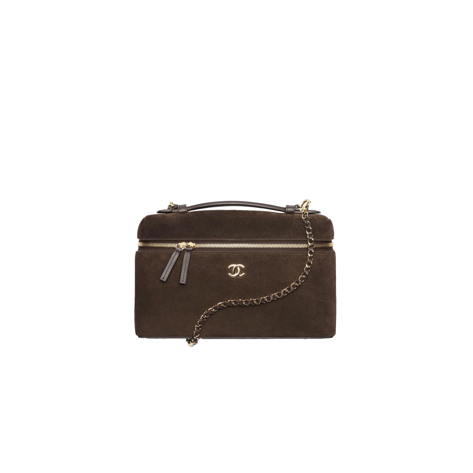 CHANEL Large Vanity with chain Suede Calfskin Dark Brown