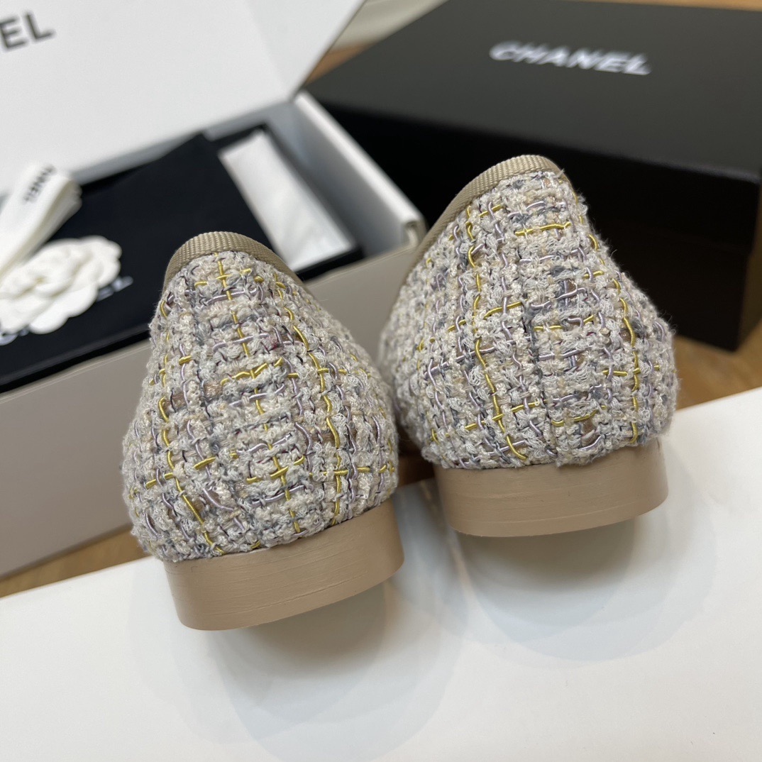 CHANEL Wool Cotton Tweed Lambskin Ballet Flats - image 5