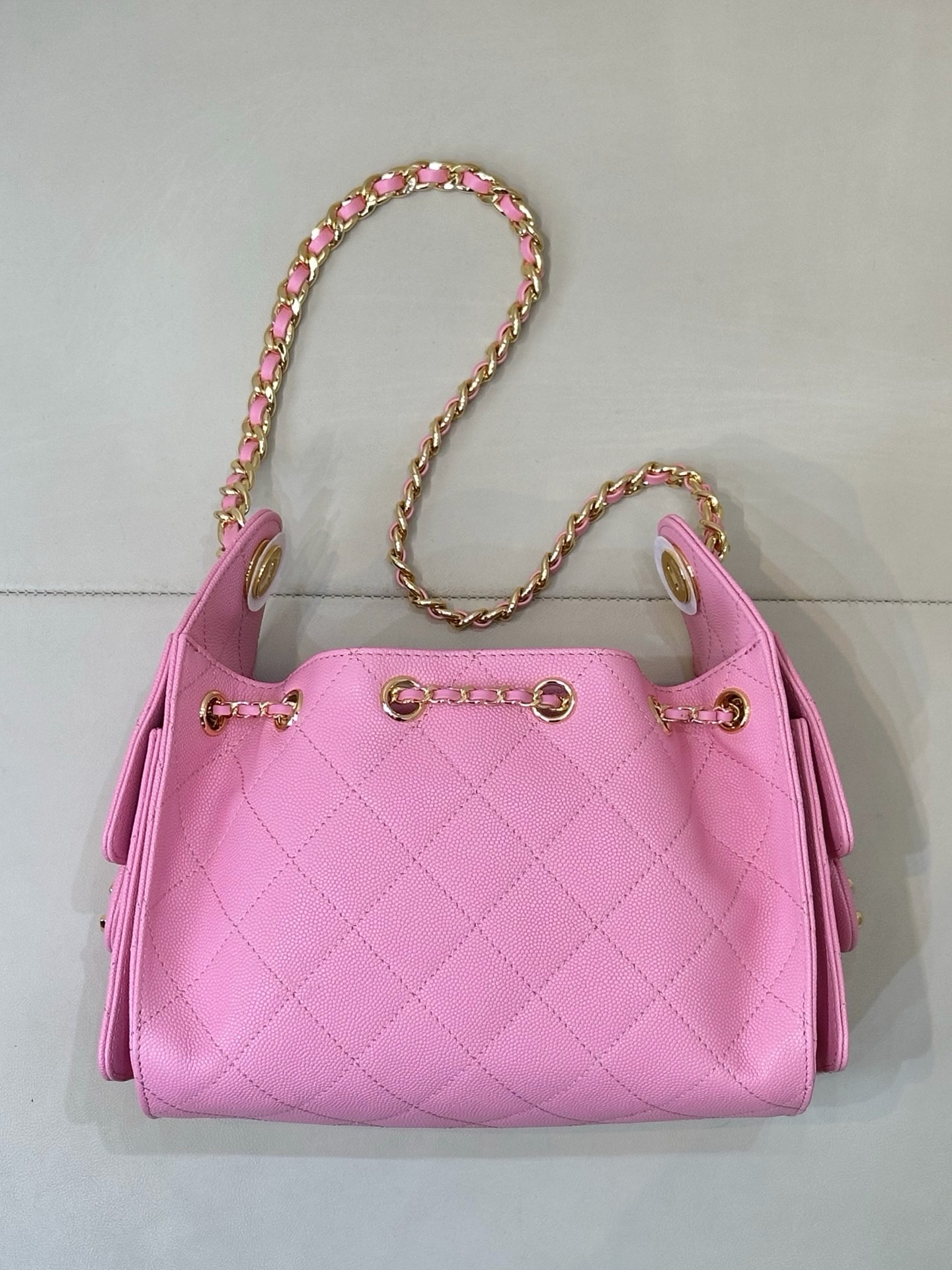 CHANEL 25 Mini Handbag Grained Calfskin Light Gold Hardware - image 3