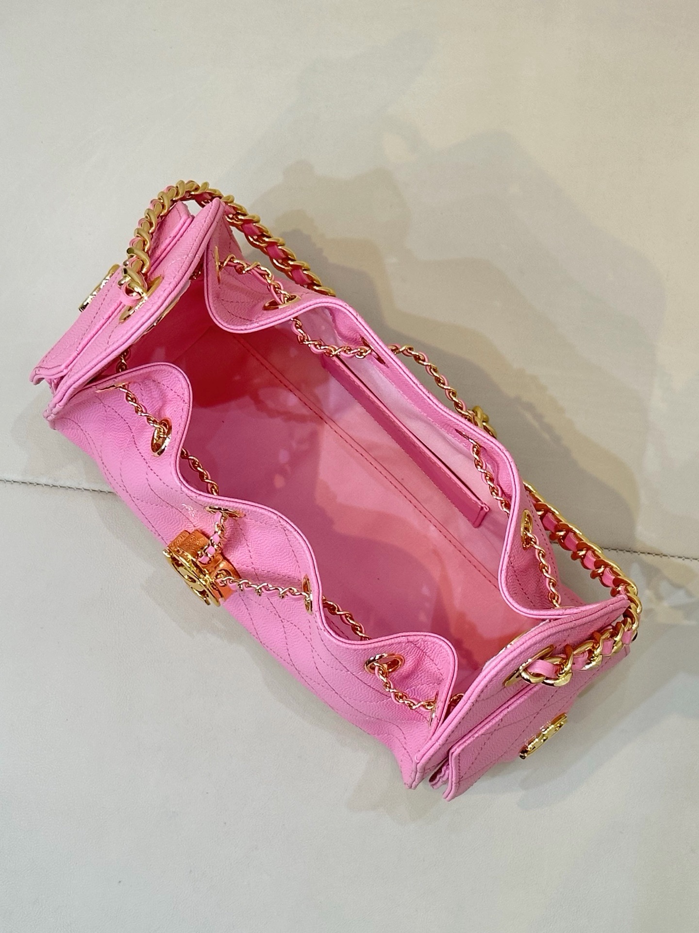 CHANEL 25 Mini Handbag Grained Calfskin Light Gold Hardware - image 6