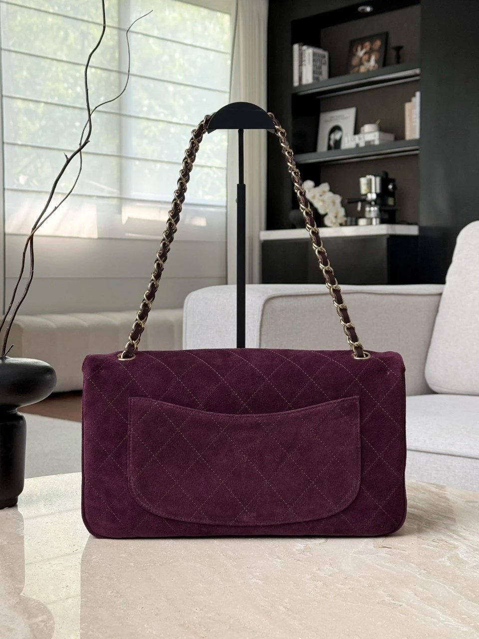 CHANEL Maxi Flap bag Suede Calfskin Burgundy - image 3