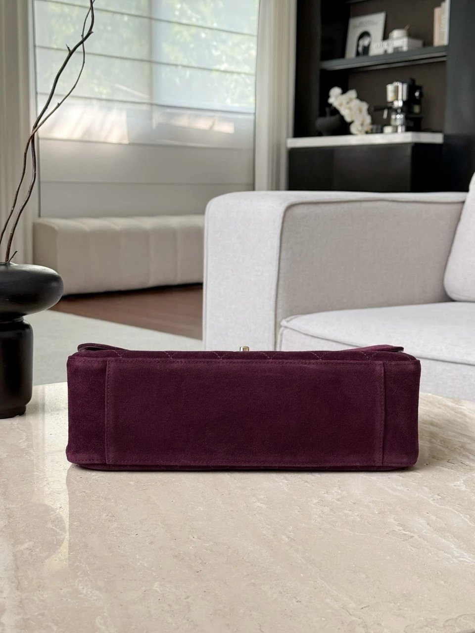 CHANEL Maxi Flap bag Suede Calfskin Burgundy - image 5