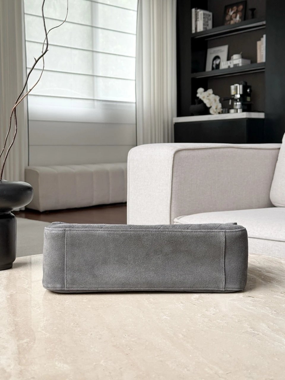 CHANEL Maxi Flap bag Suede Calfskin Dark Gray - image 5
