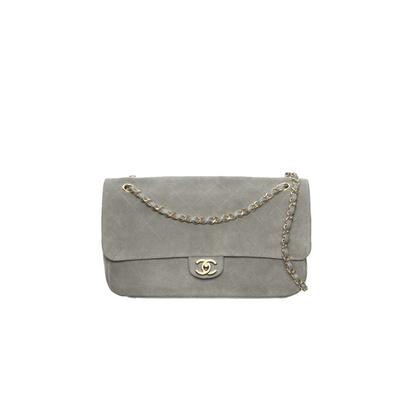 CHANEL Maxi Flap bag Suede Calfskin Dark Gray