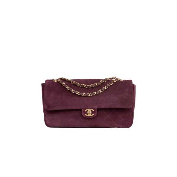 CHANEL Maxi Flap bag Suede Calfskin Burgundy